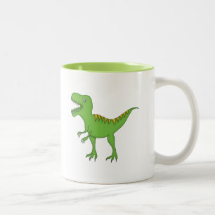 Green Dinosaur+Personalise Name Two-Tone Coffee Mug