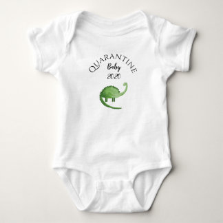 green dinosaur quarantine, baby born 2020, bodysuit
