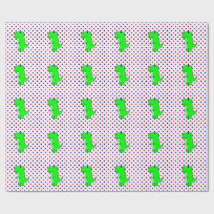 Green Dinosaur Red Blue Polka Dots  Wrapping Paper