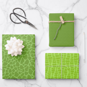 Green Dinosaur Skin Pattern Wrapping Paper Sheet