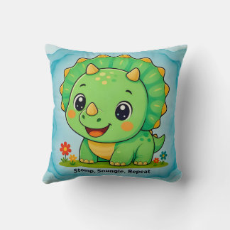 ~ GREEN DINOSAUR ~ Stomp snuggle repeat ~ Cushion