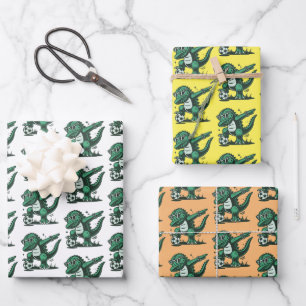Green Dinosaur Wrapping Paper Sheet