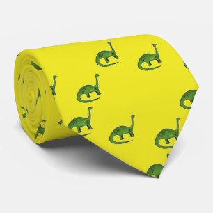 Green dinosaurs on yellow pattern tie