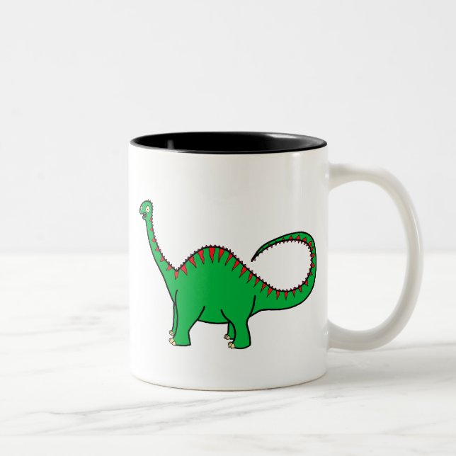 Green Diplodocus Two-Tone Coffee Mug (Right)