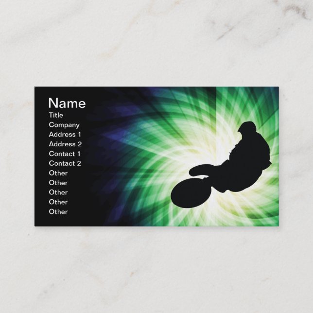 Green Dirt Bike Business Card (Front)