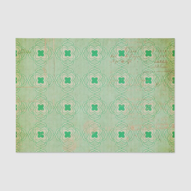 Green Distressed Art Deco Tissue Paper (Front)