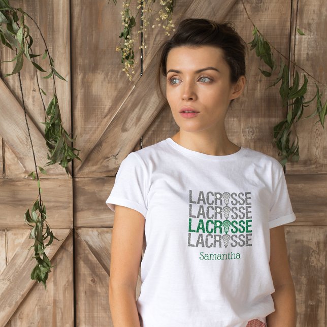 Green Distressed Lacrosse Word T-Shirt (Creator Uploaded)