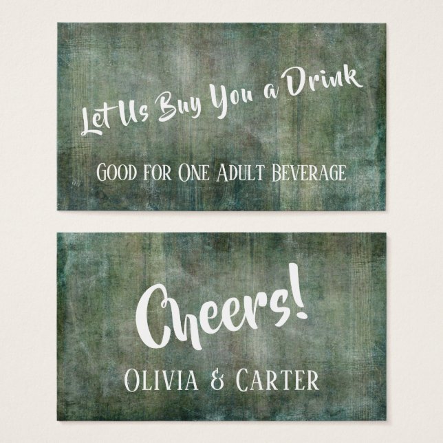 Green Distressed Wood Rustic Vintage Drink Tickets (Front & Back)