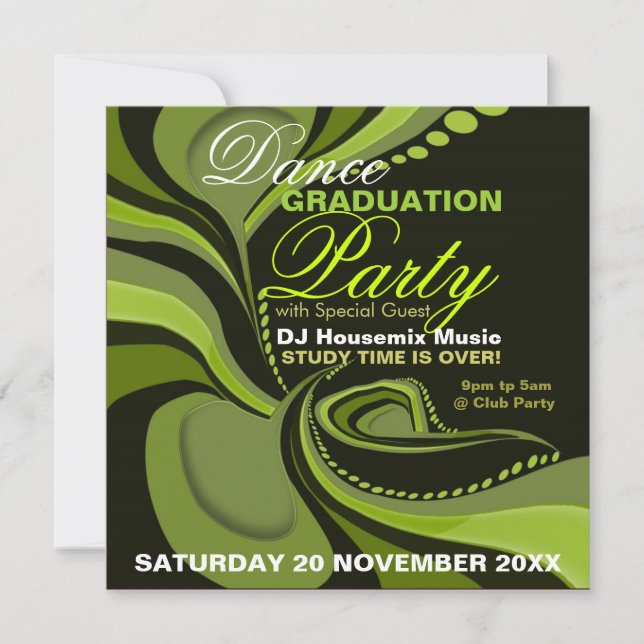 Green Diva Graduation House Party Invitation (Front)