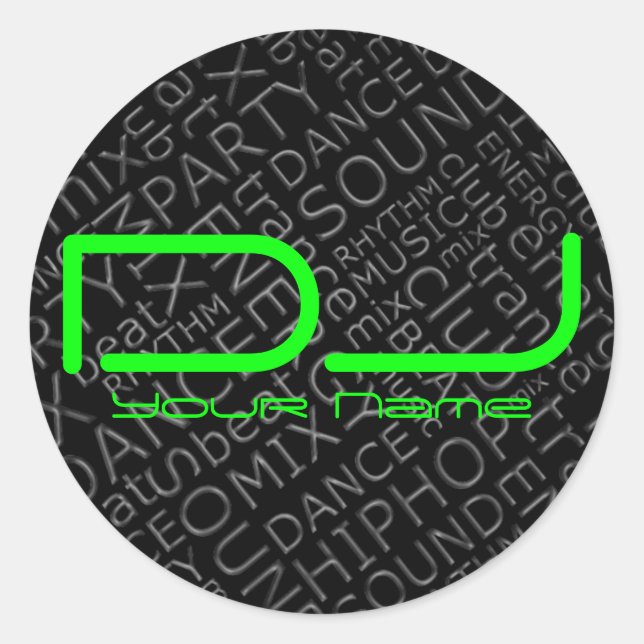 Green DJ Sticker with Cool Background (Front)
