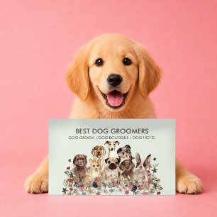 Green Dog Adventure Camp Watercolor Trail Pup Business Card