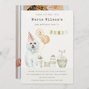 Green Dog Any Age Birthday Photo Party Invite