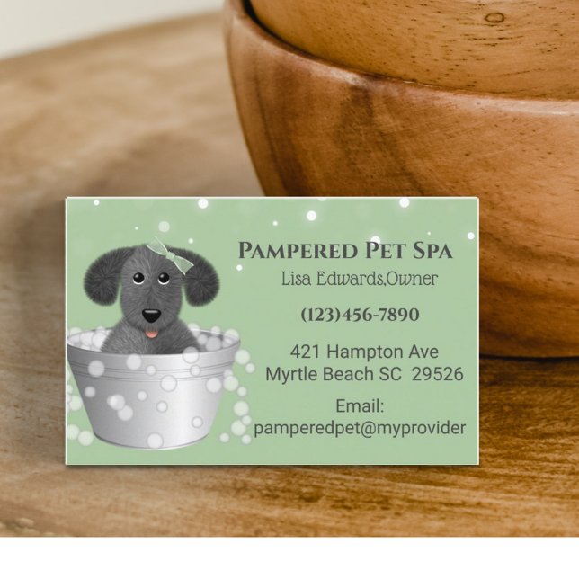 Green Dog Grooming Dog Spa Appointment Card (Creator Uploaded)