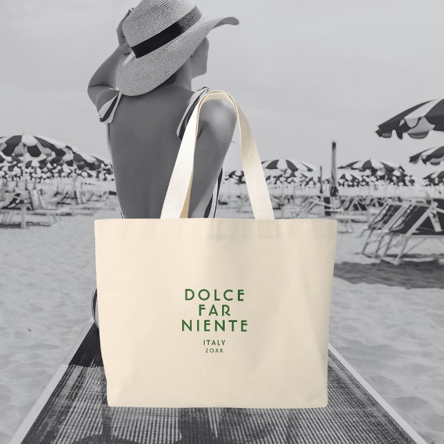 Green Dolce Far Niente Italy Travel  Large Tote Bag (Creator Uploaded)