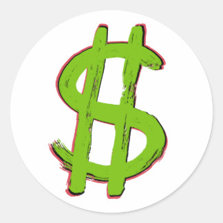 Green Dollar Sign Classic Round Sticker