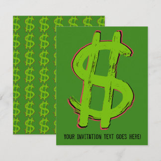 Green Dollar Sign Invitation