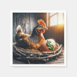 Green Dollar Sign On an Egg Napkin
