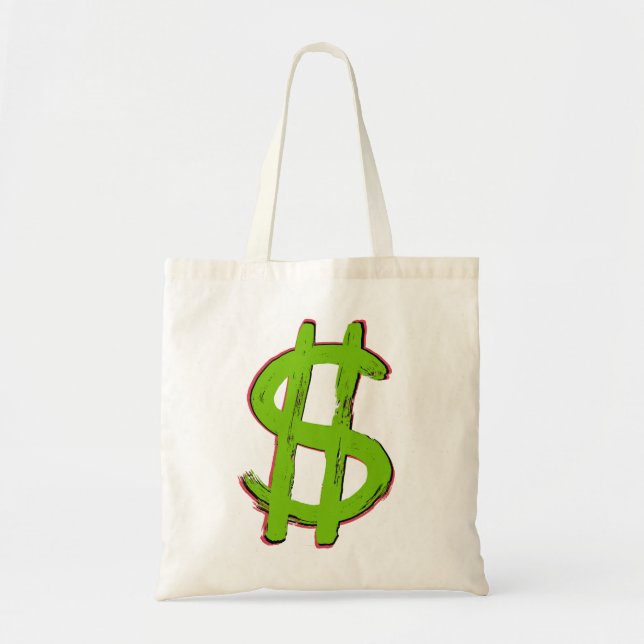 Green Dollar Sign Tote Bag (Front)