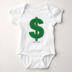 Green Dollar Sign with Beveled Style Baby Bodysuit