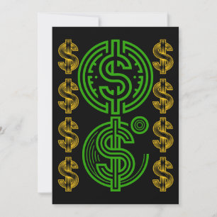 Green Dollar Symbol - Gold Dollar Icon Invitation
