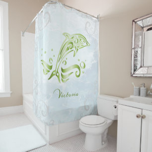 Green Dolphin Personalised Shower Curtain