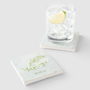 Green Dolphin Personalised Stone Coaster