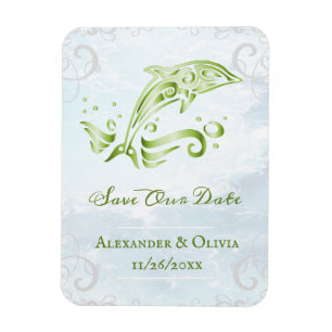 Green Dolphin Save The Date Magnet