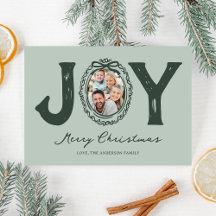 Green Doodle Joy Photo Christmas