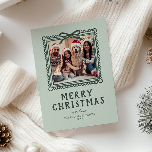 Green Doodle Photo Frame Christmas Holiday Card