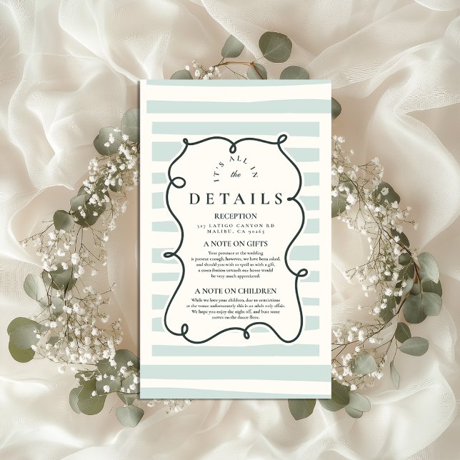 Green Doodle Wavy Frame Wedding Enclosure Card (Creator Uploaded)