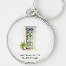 Green Door Watercolor Logo Real Estate Agent