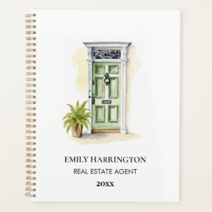 Green Door Watercolor Logo Real Estate Agent Planner