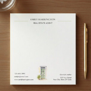 Green Door Watercolor Real Estate Agent Notepad