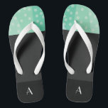 Green Dots and Spots Flip Flops<br><div class="desc">Give your feet a stylish vacation from shoes this summer with the classy mint Green Dots and Spots Flip Flops. Add your initials or anything you want to say to these stylish sandals. They are perfect gifts for bridal showers, bachelorette parties, and vacations. Designed by Ms_Jade. Sold exclusively on Zazzle....</div>