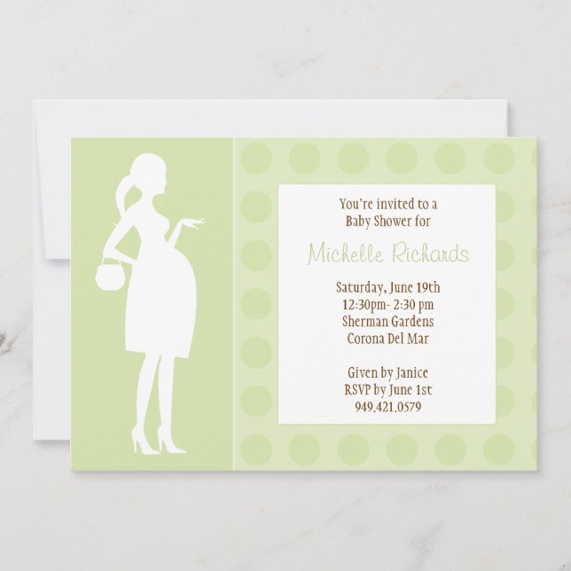 Green Dots Baby Shower Invitation (Front)
