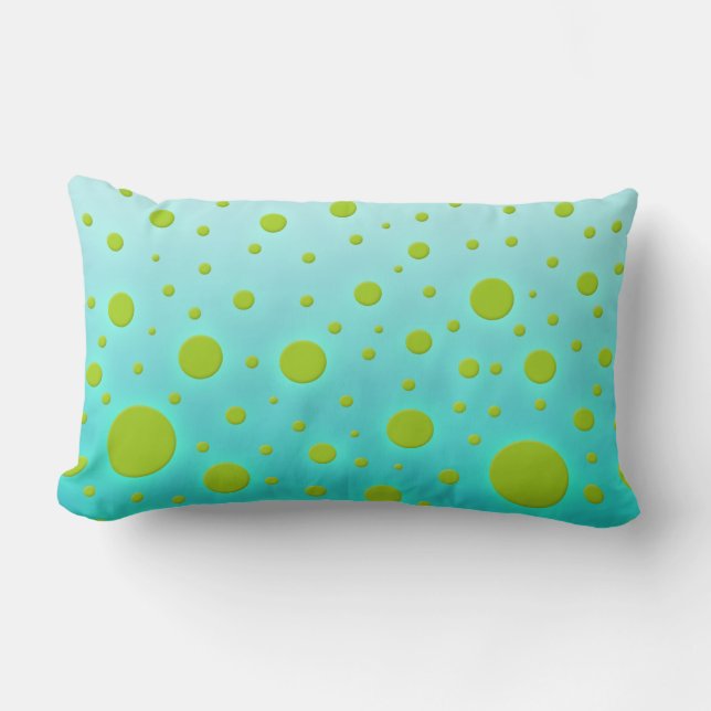 Green Dots over Turquoise Fun Design Lumbar Cushion (Front)