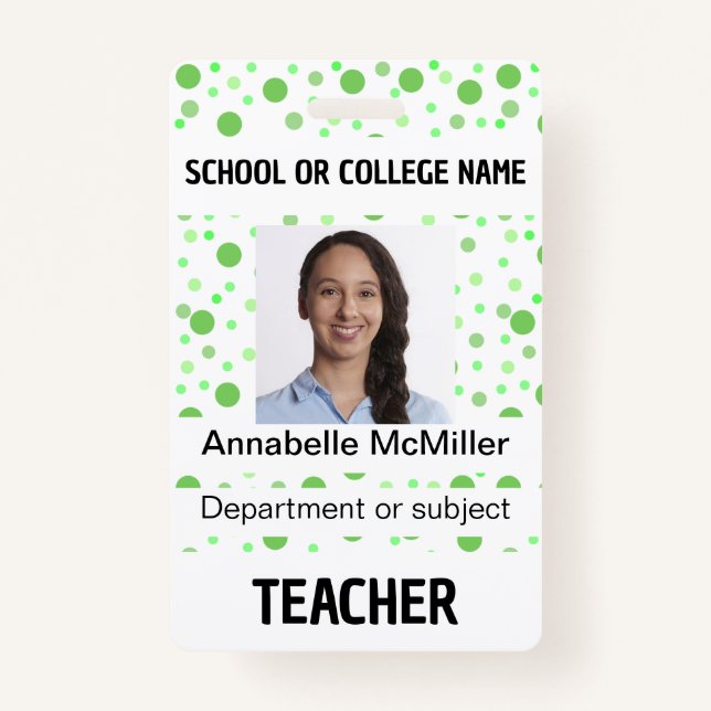 Green Dots Pattern Party ID Badge (Front)