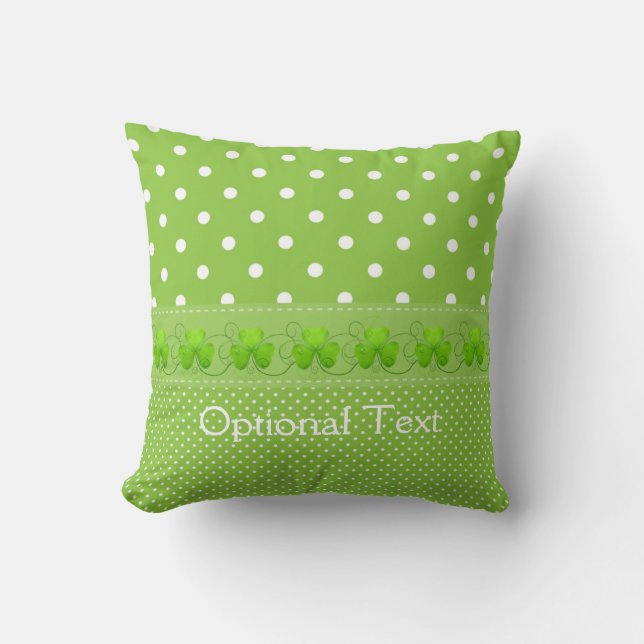 Green, Dots & Shamrocks Cushion (Front)