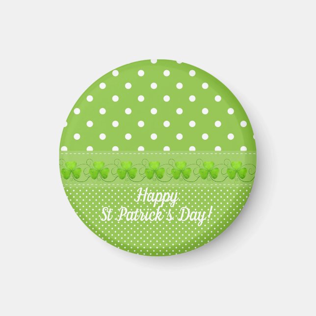 Green, Dots & Shamrocks Magnet (Front)
