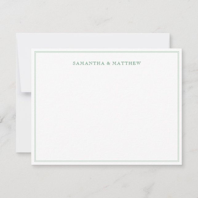 Green Double Border Couple Note Card (Front)
