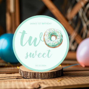  Green Doughnut Birthday Classic Round Sticker