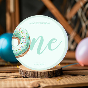  Green Doughnut Birthday Classic Round Sticker