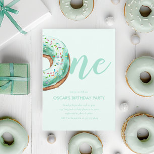  Green Doughnut Birthday Invitation