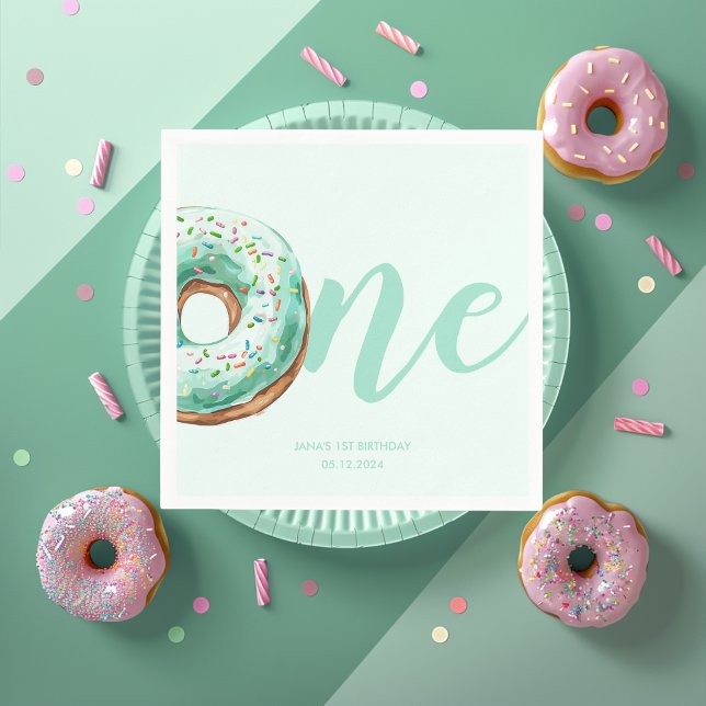 Green Doughnut Birthday Napkin (Creator Uploaded)