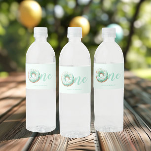  Green Doughnut Birthday Water Bottle Label