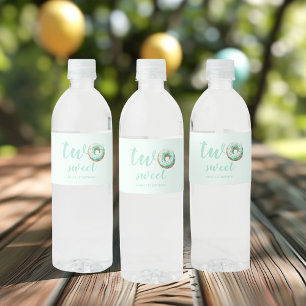 Green Doughnut Birthday Water Bottle Label