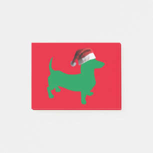 Green-Doxie---And-Santa-Hat Post-it Notes