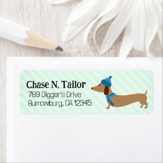 Green Doxie Christmas Card Address Labels