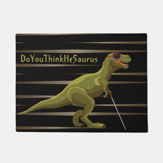 Green DoYouThinkHeSaurus Dinosaur Doormat (Front)