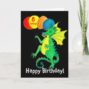 Green Dragon 6th Birthday Card